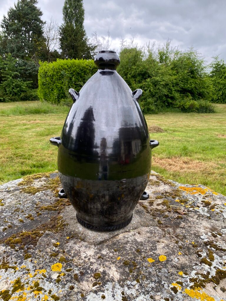 Jarre Potiche ceramic black metalic pottery 1950