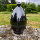 Jarre Potiche ceramic black metalic pottery 1950