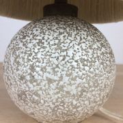Art Deco ball lamp, white tense ceramic, wool lampshade