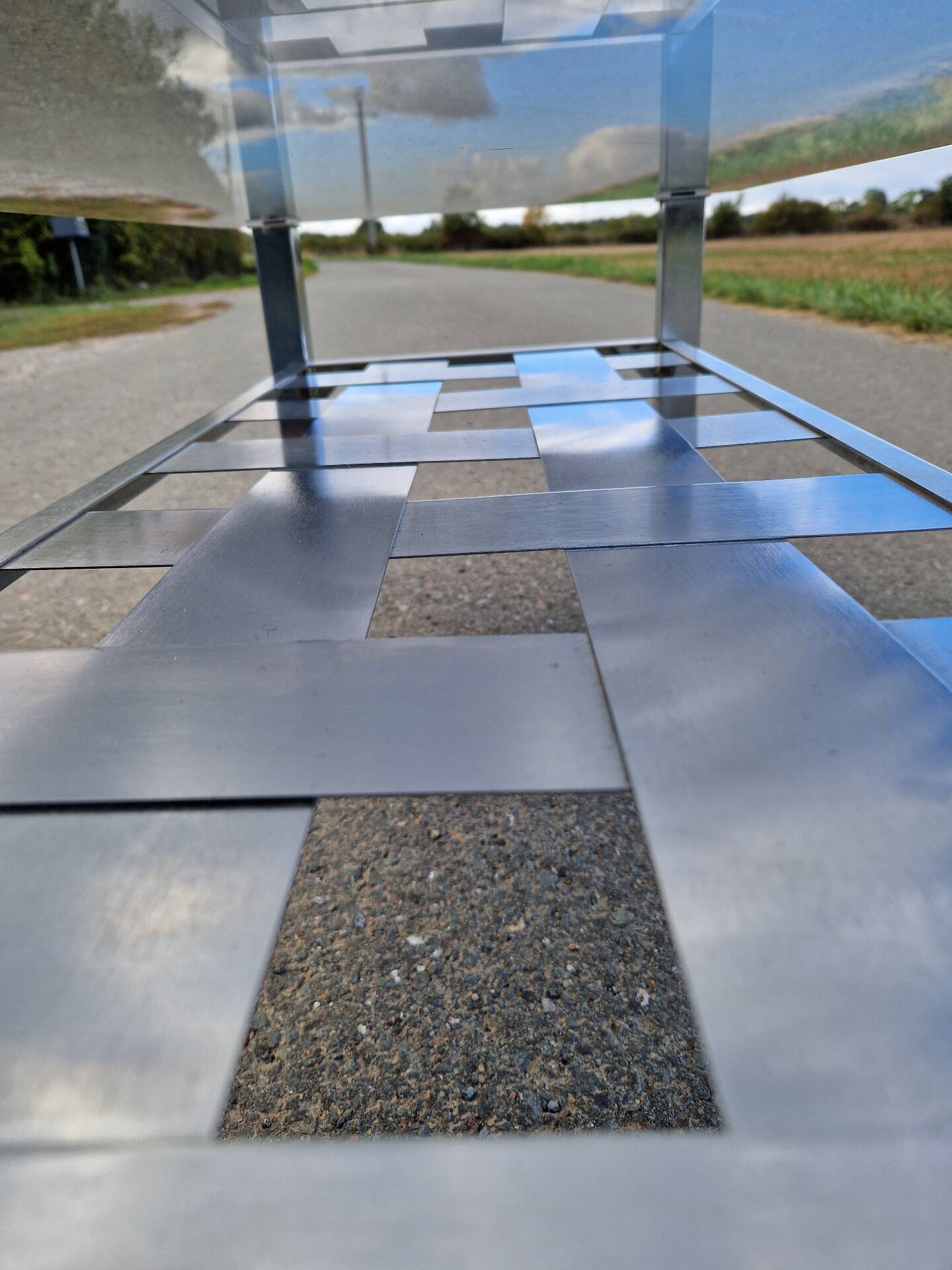Stainless steel and smoked glass coffee table