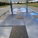 Stainless steel and smoked glass coffee table