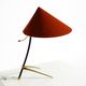 Large Kalmar Mid-Century tripod brass table lamp with a new fabric shade