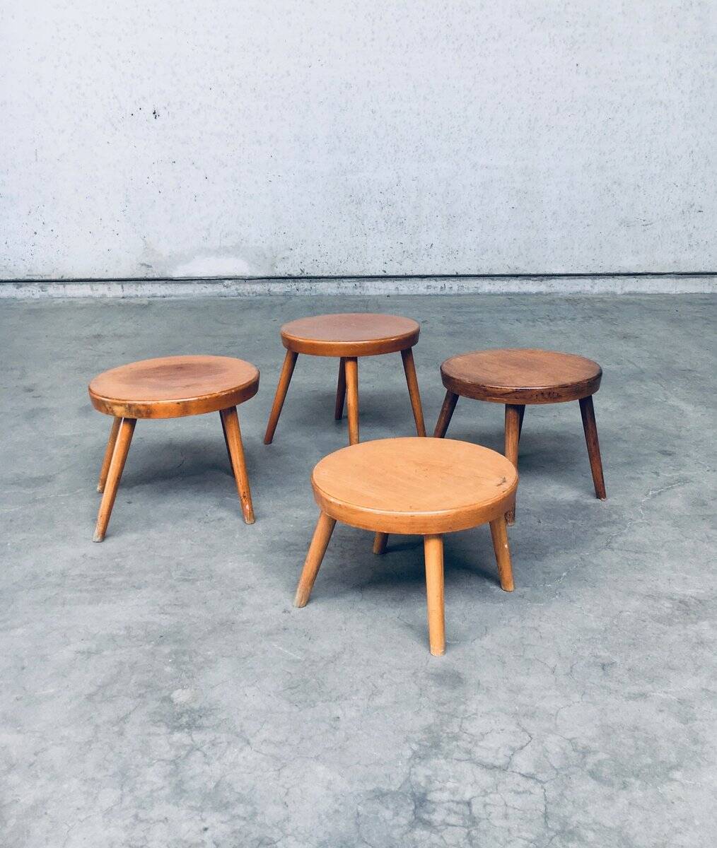Mid-Century Low Side Table Set, Belgium, 1950s, Set of 4