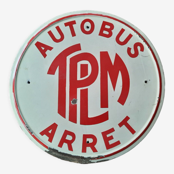 Old enamelled plate "TPLM Bus stop" 60cm 1940