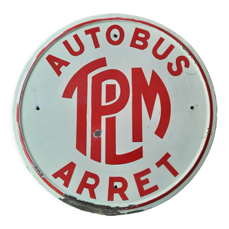 Old enamelled plate "TPLM Bus stop" 60cm 1940