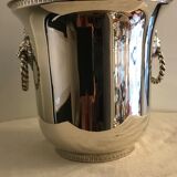 Ancient champagne bucket in silver metal with lion heads