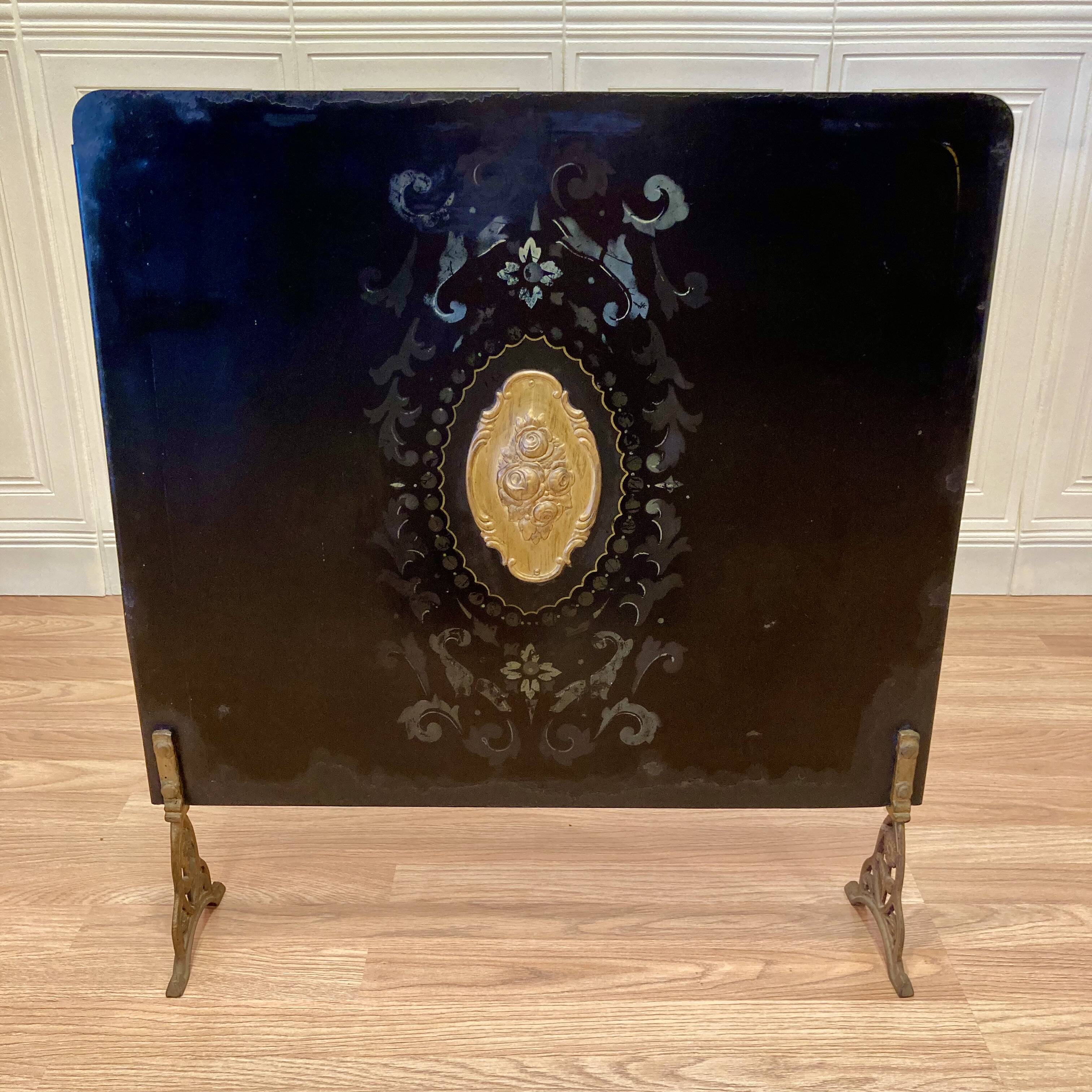 Vintage metal fireplace screen