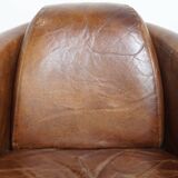 Brown Aviator design armchair made of cowhide leather