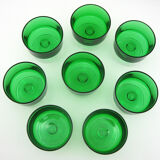 8 bottle green champagne glasses, Cavalier Luminarc France 1970