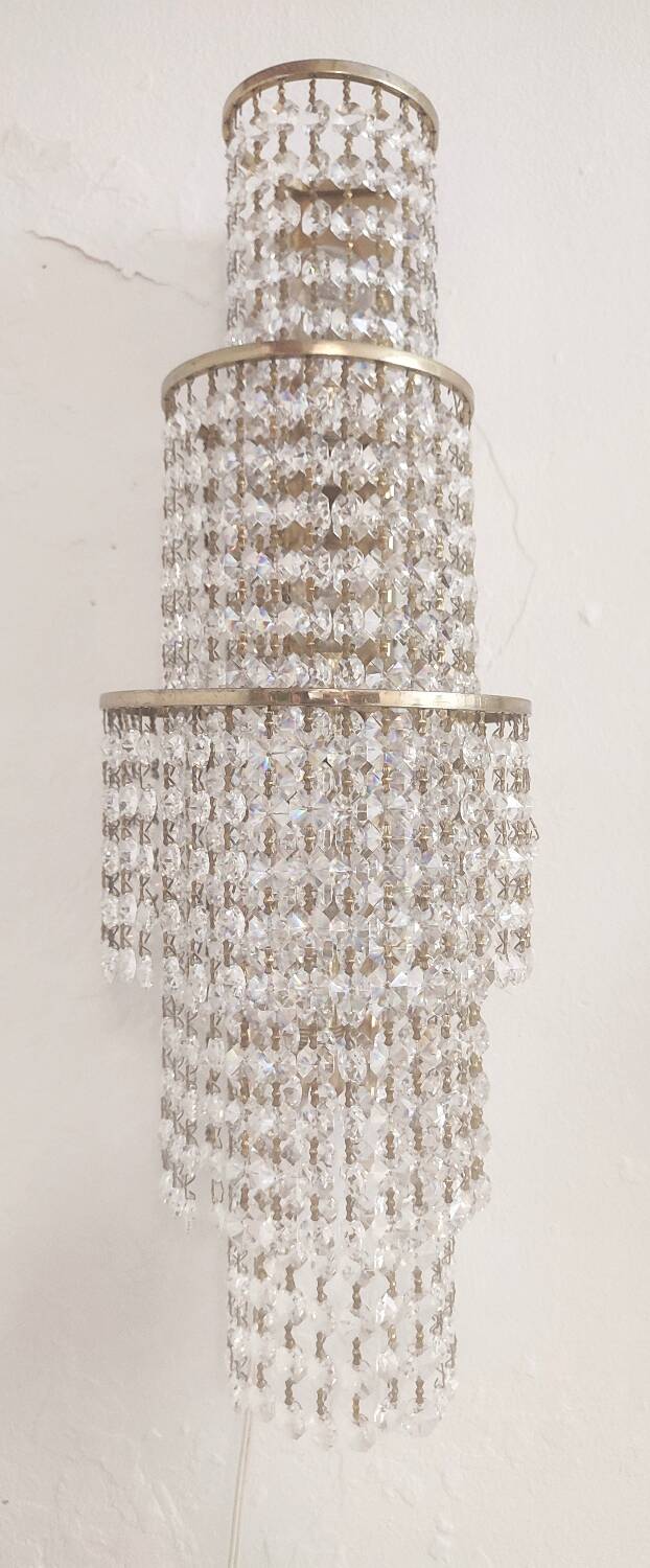 Pair of crystal appliques. France, 1970s.