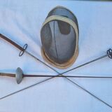 Vintage French Fencing Mask and 3 Swords (Sabre, Sabre or Foil) by L. Carré París