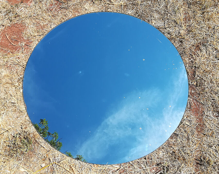 Old round mirror 90x90 cm