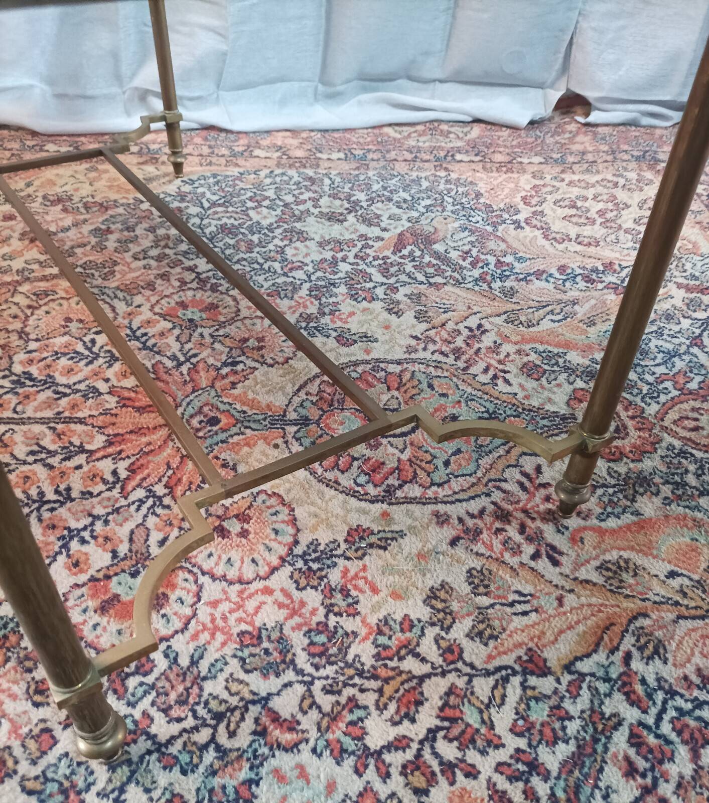 Vintage coffee table in brass and glass