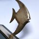 Pair of designer black marble bronze fish bookends