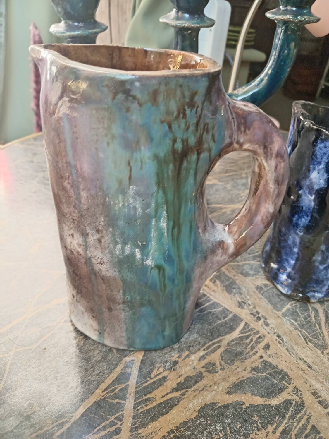 Three handcrafted ceramic items