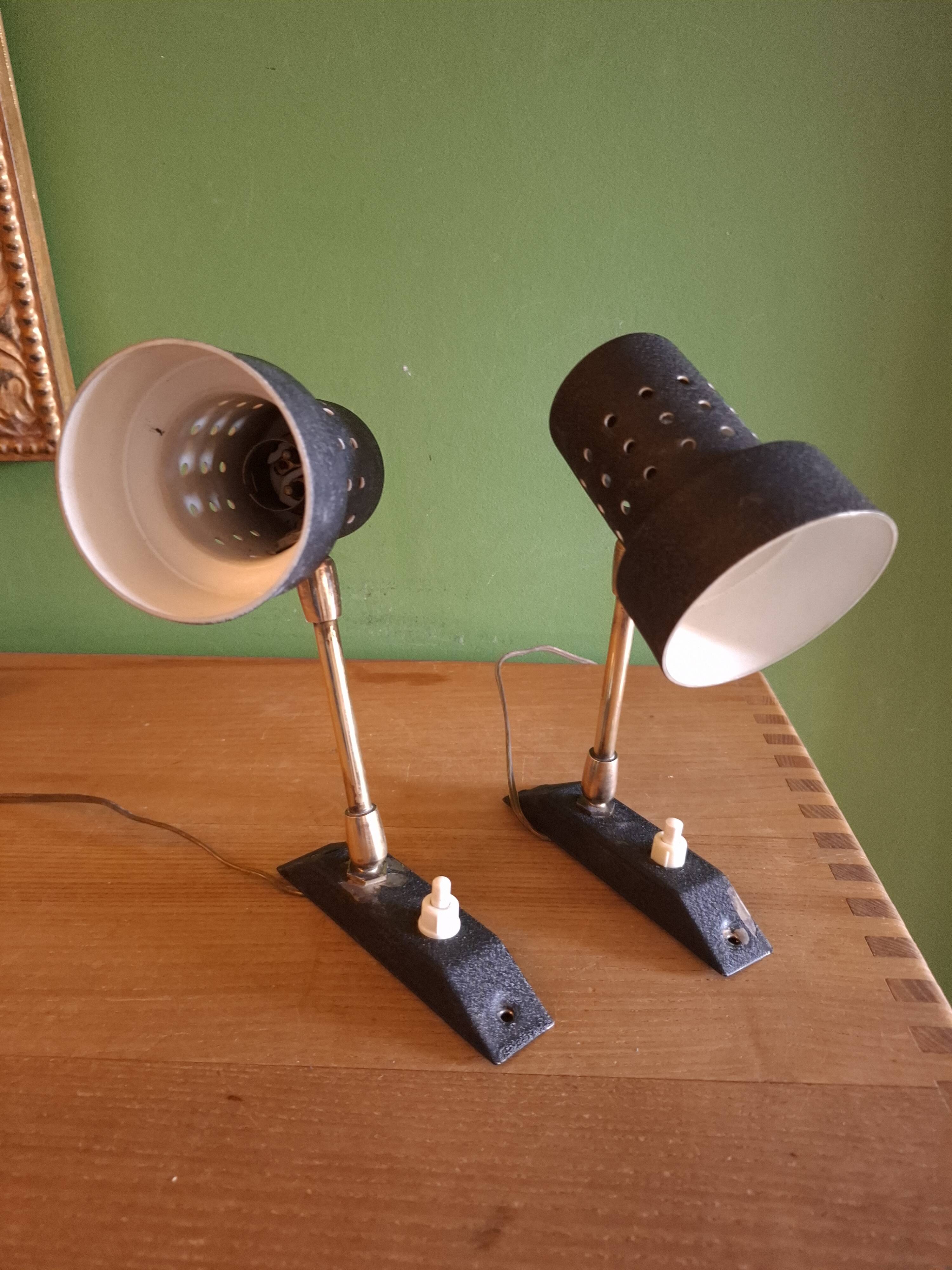 2 metal wall lights from the 60s.