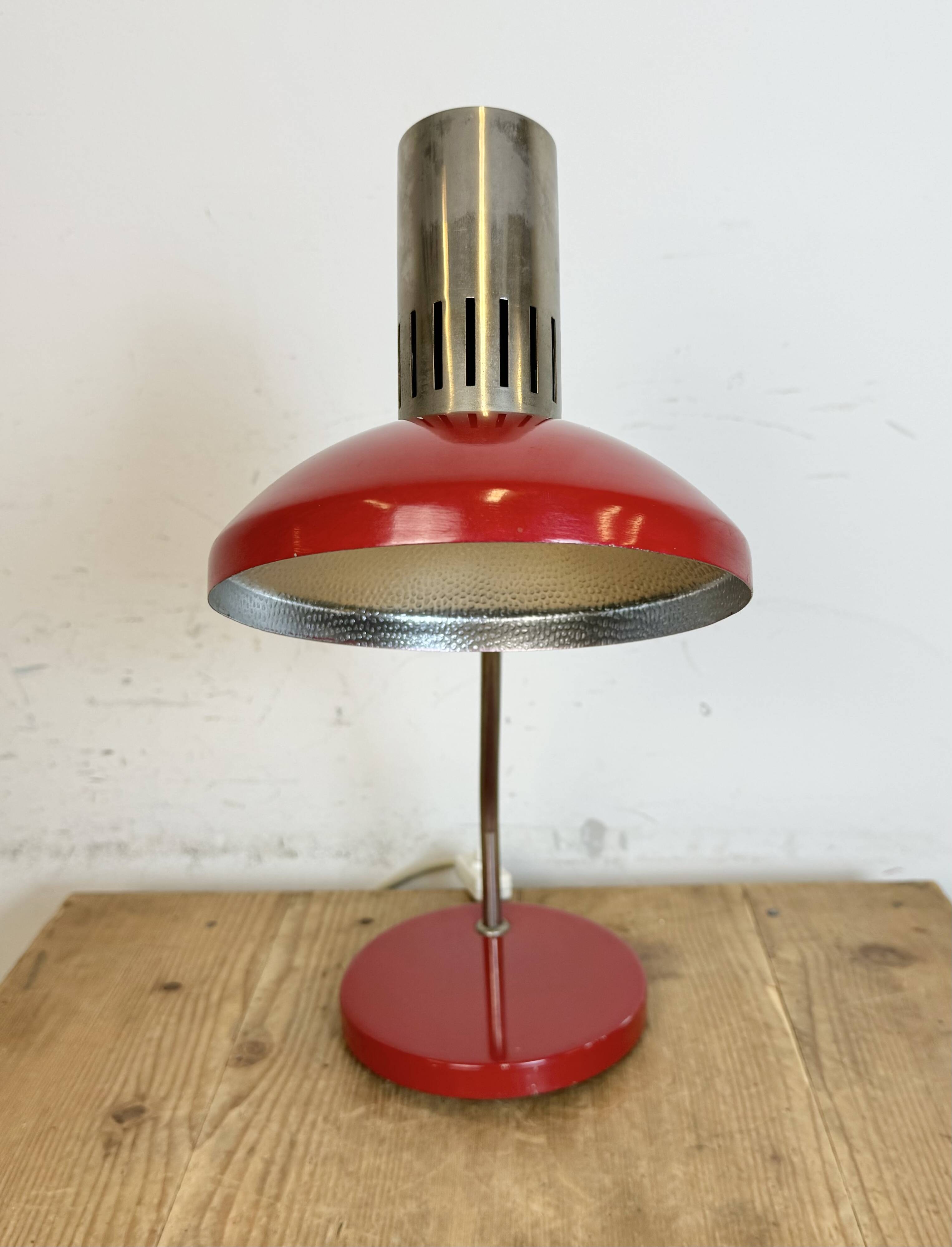 Vintage red east german table lamp from aka leuchten, 1970s