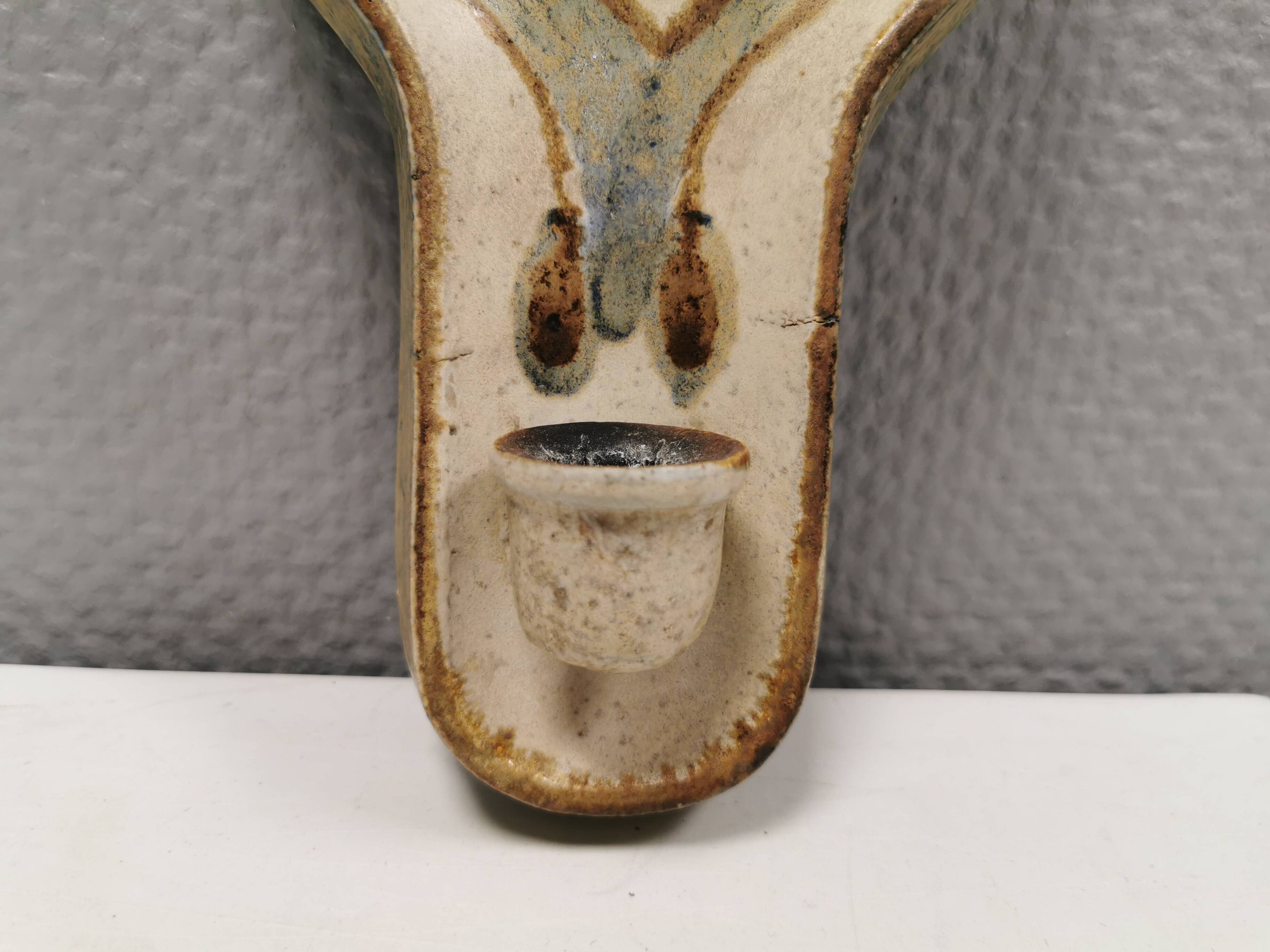 Wall-hung candle holder from Danish Søholm ceramics 1970s.