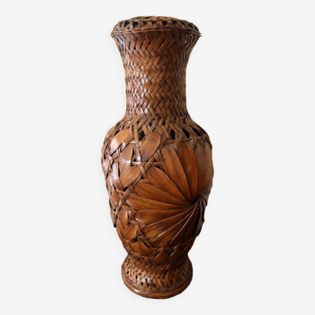 Chinese woven bamboo rattan vase