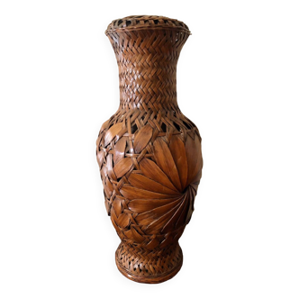 Chinese woven bamboo rattan vase