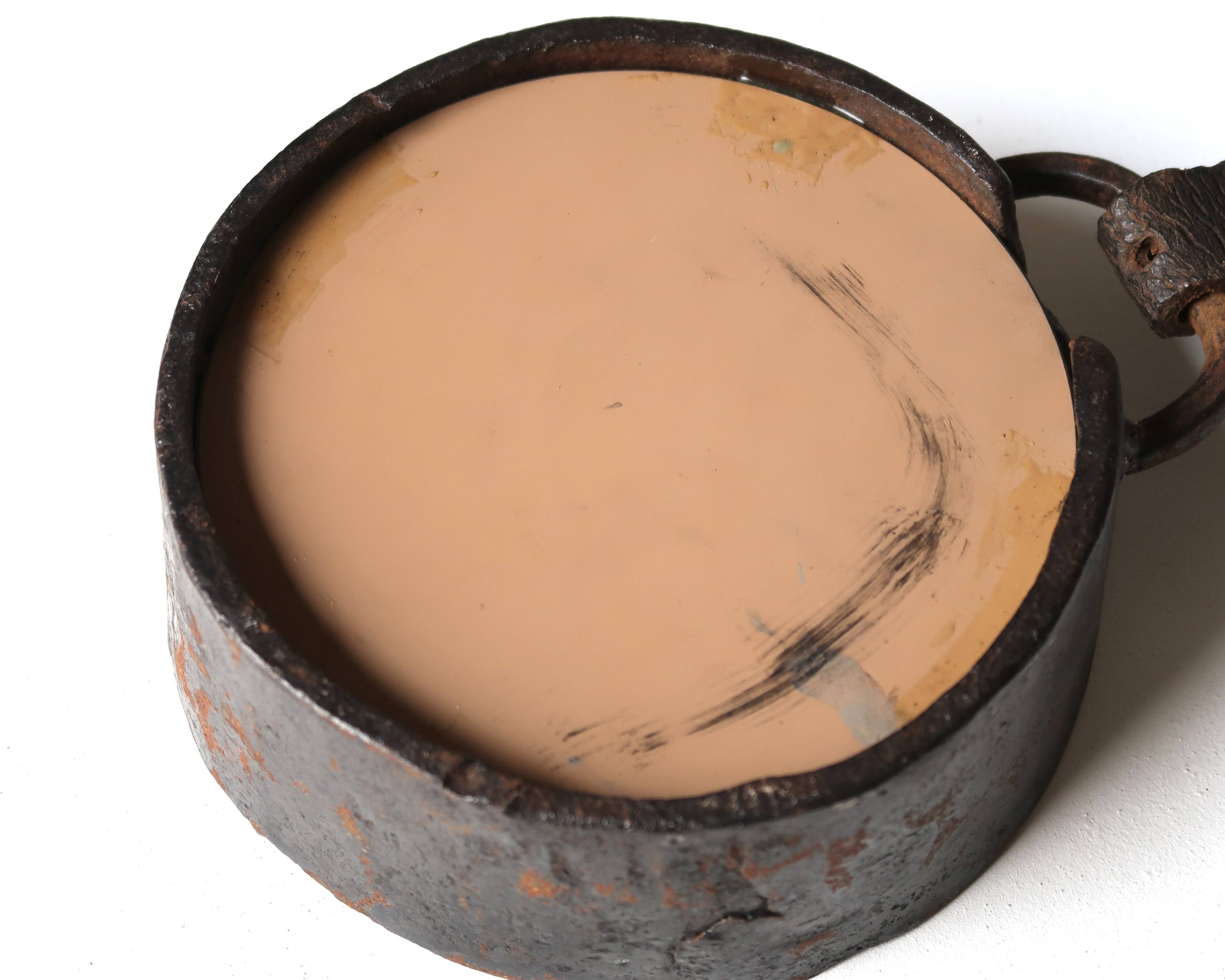 Round wrought iron metal mirror, 1950s