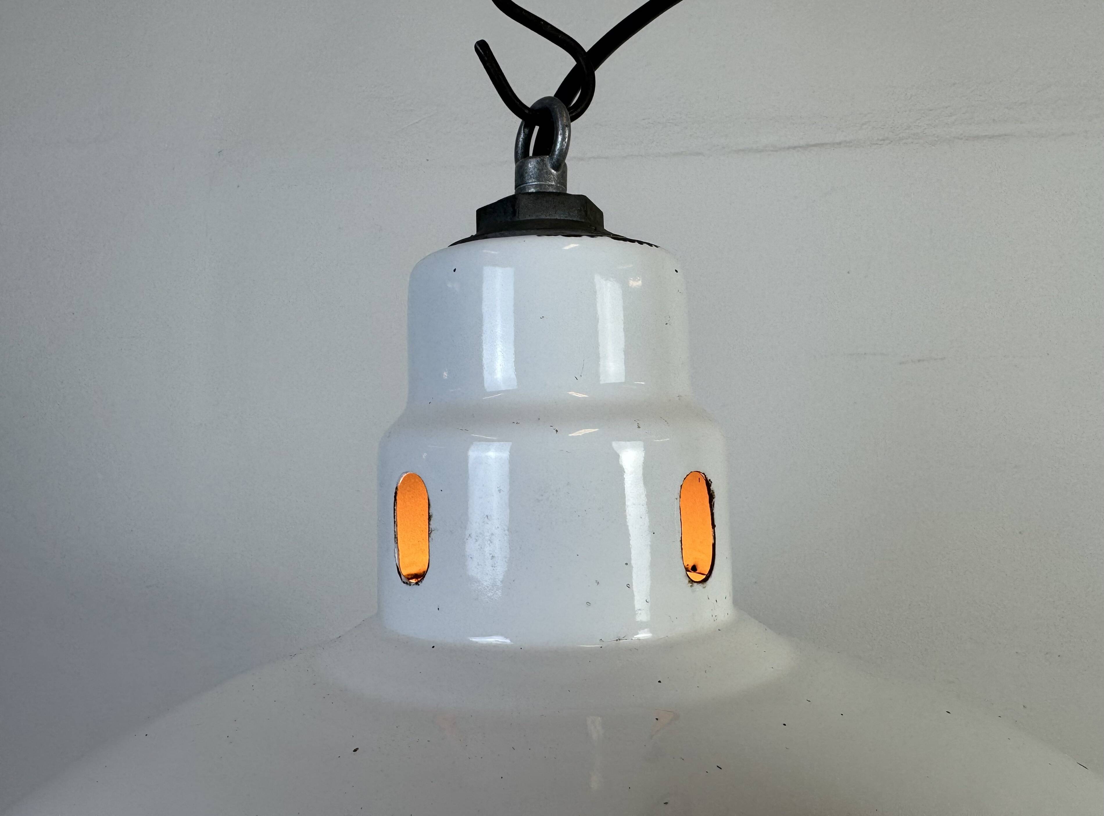 Industrial White Enamel Factory Pendant Lamp from Abolite, 1960s