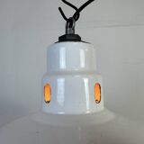 Industrial White Enamel Factory Pendant Lamp from Abolite, 1960s