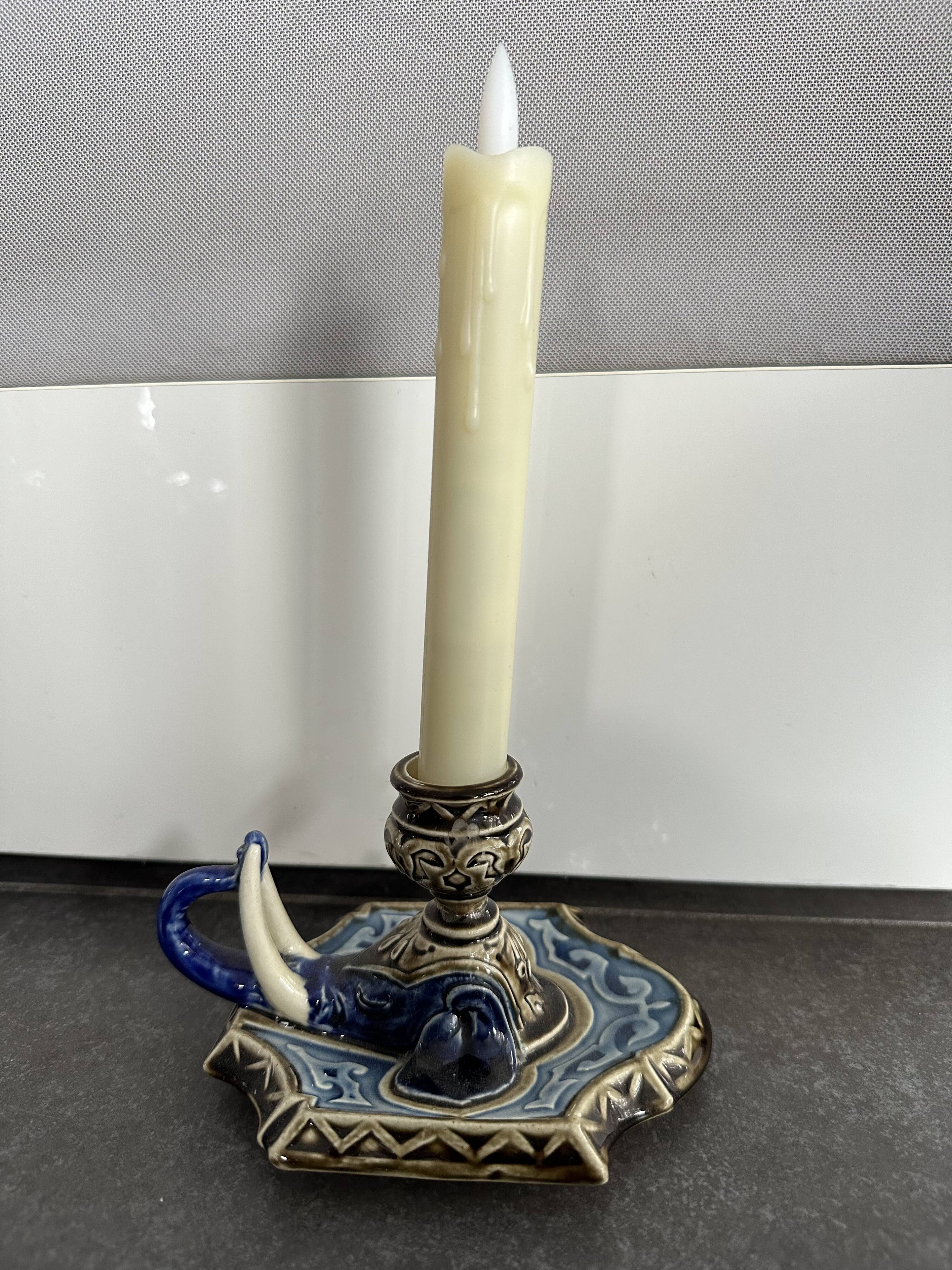 Zoomorphic candlestick, Choisy le Roi Boulenger, in the shape of an elephant, 19th century