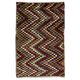 Vintage Hand-Knotted Turkish Tulu Rug with Checkered Zigzag Design in Red, Yellow, Gray and Brown, 100% Wool