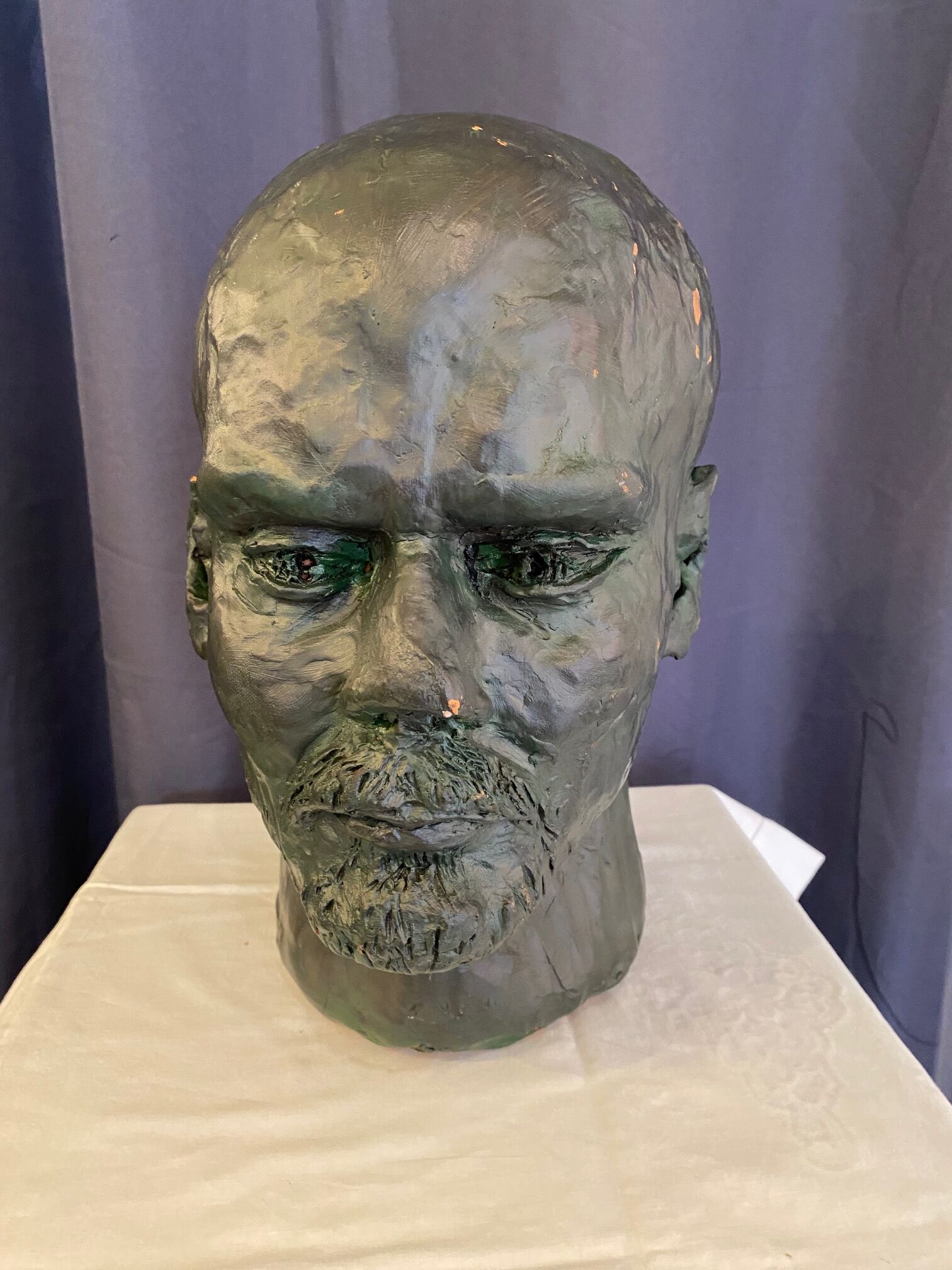 Bust of lenin terracotta sculpture color green bronze large format
