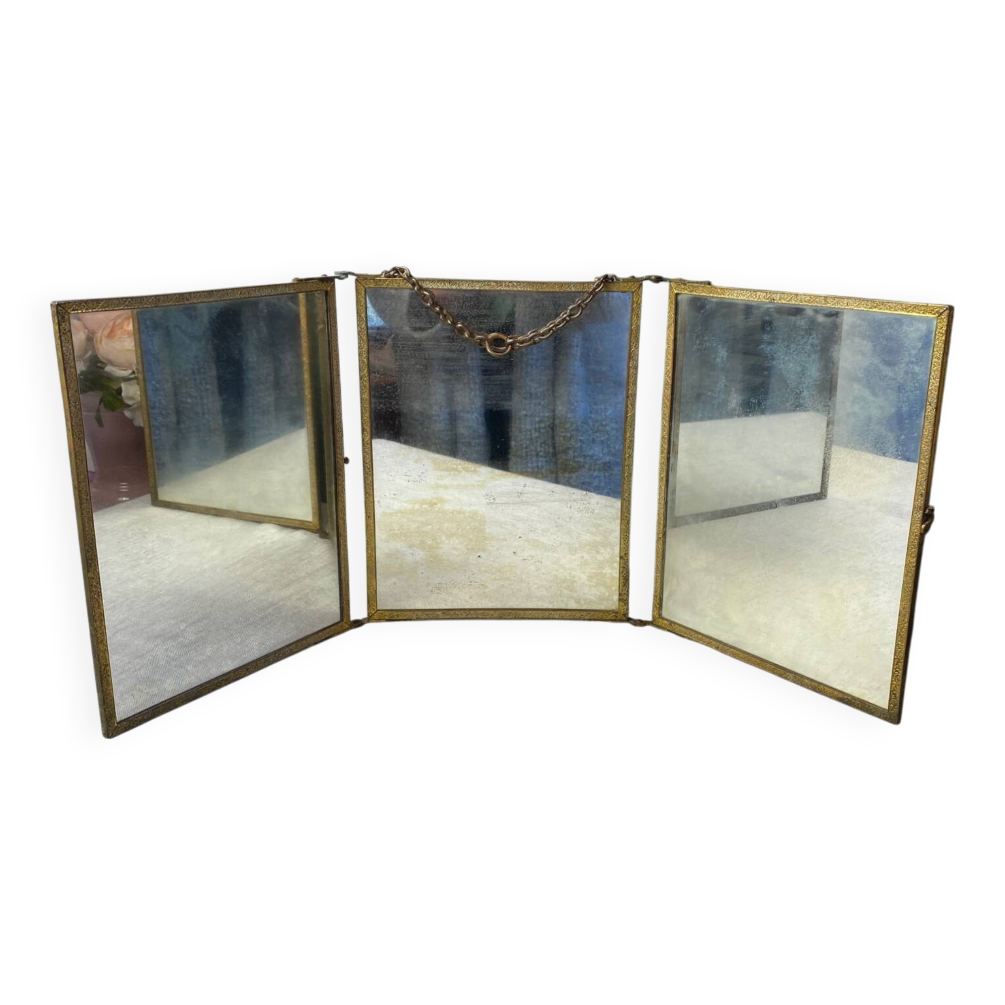 Vintage barber triptych mirror