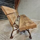Antique garden bench French park bench oak with cast iron 218 cm