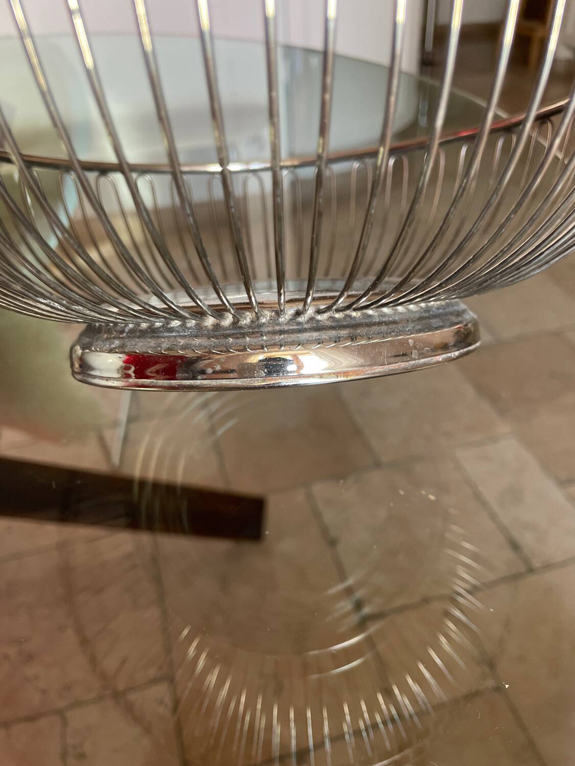 Silver metal fruit basket