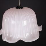 Large vintage flower-shaped chandelier in pink Murano glass, Italy 1980s.