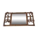 Porte manteau en rotin avec miroir, années 60
