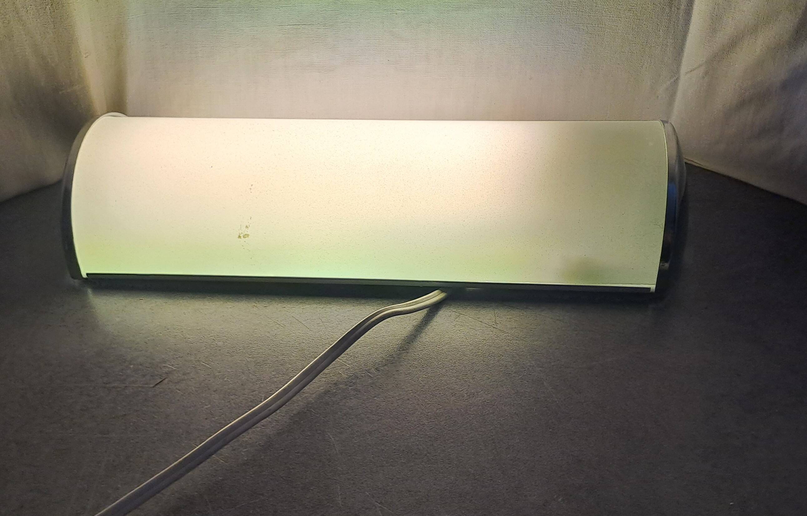 Rectangular wall light 1990 in frosted glass and silver metal