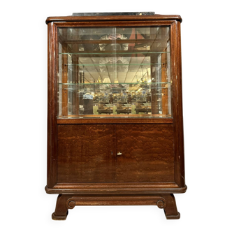 Gaston Poisson: Art Deco period display cabinet with varnished mahogany system