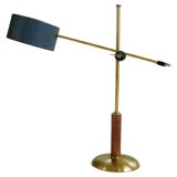 Mid-century modern table lamp in brass and walnut, rare by Einar Bäckström, Sweden.