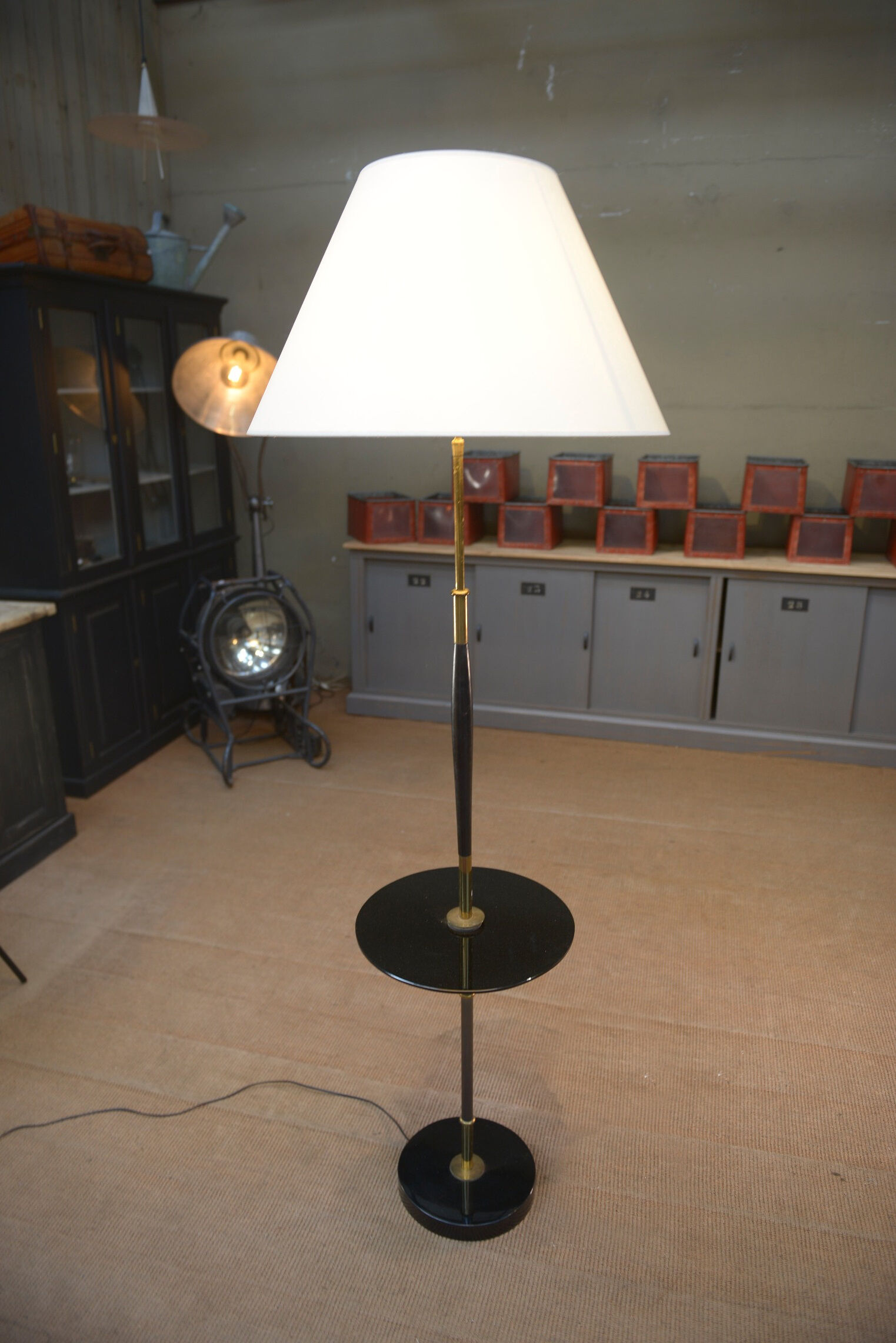 Vintage opaline and glass floor lamp 1960