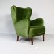 Danish lounge chair in green velvet, 1950s