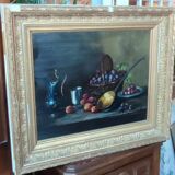 Ancienne Peinture À L Huile Nature Morte/ Cadre Doré/19 ème Siècle/L.Gervais