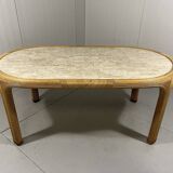 Vivai del Sud rattan & travertine dining table Italy 1960’s