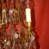 Bronze and crystal chandelier with 4 arms from the early 20th century