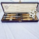 Box of 6 Appetizer Knives in Resin and Metal Vitolas Art Nouveau Style 19th Century