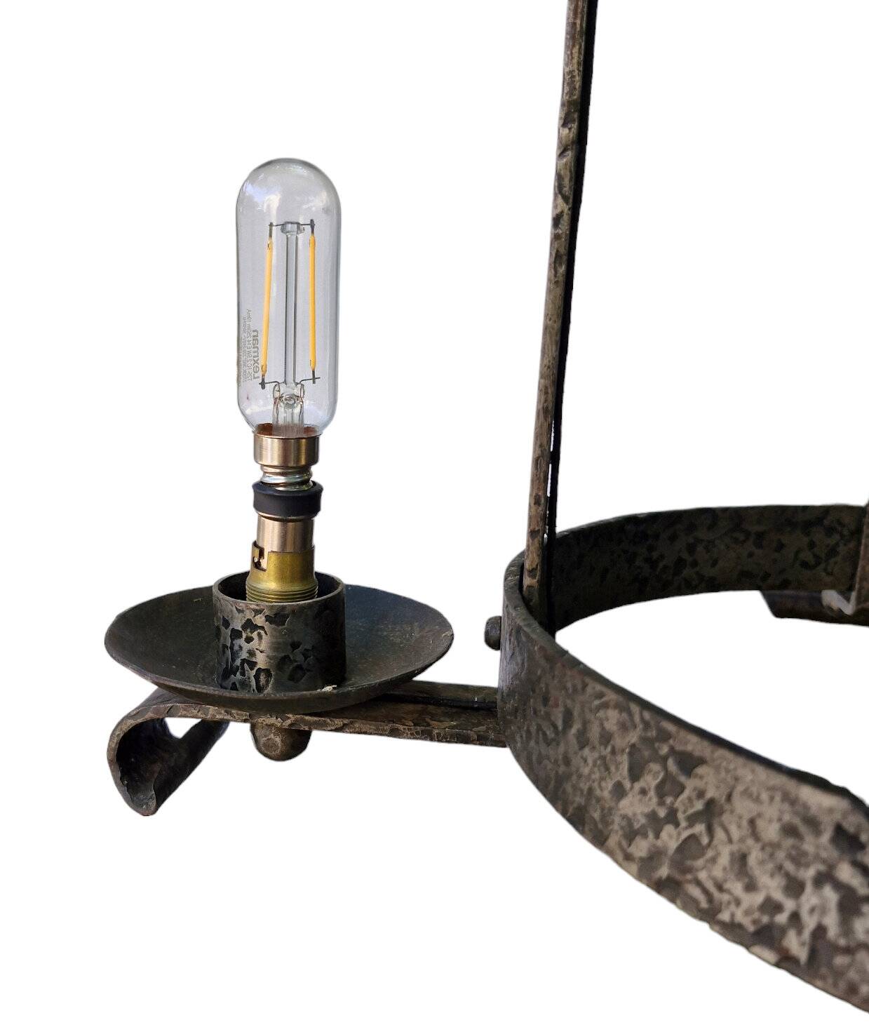 Wrought iron hanging chandelier from the 1950s