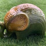 Green Rimini ceramic elephant, Aldo Londi for Bitossi, 1960