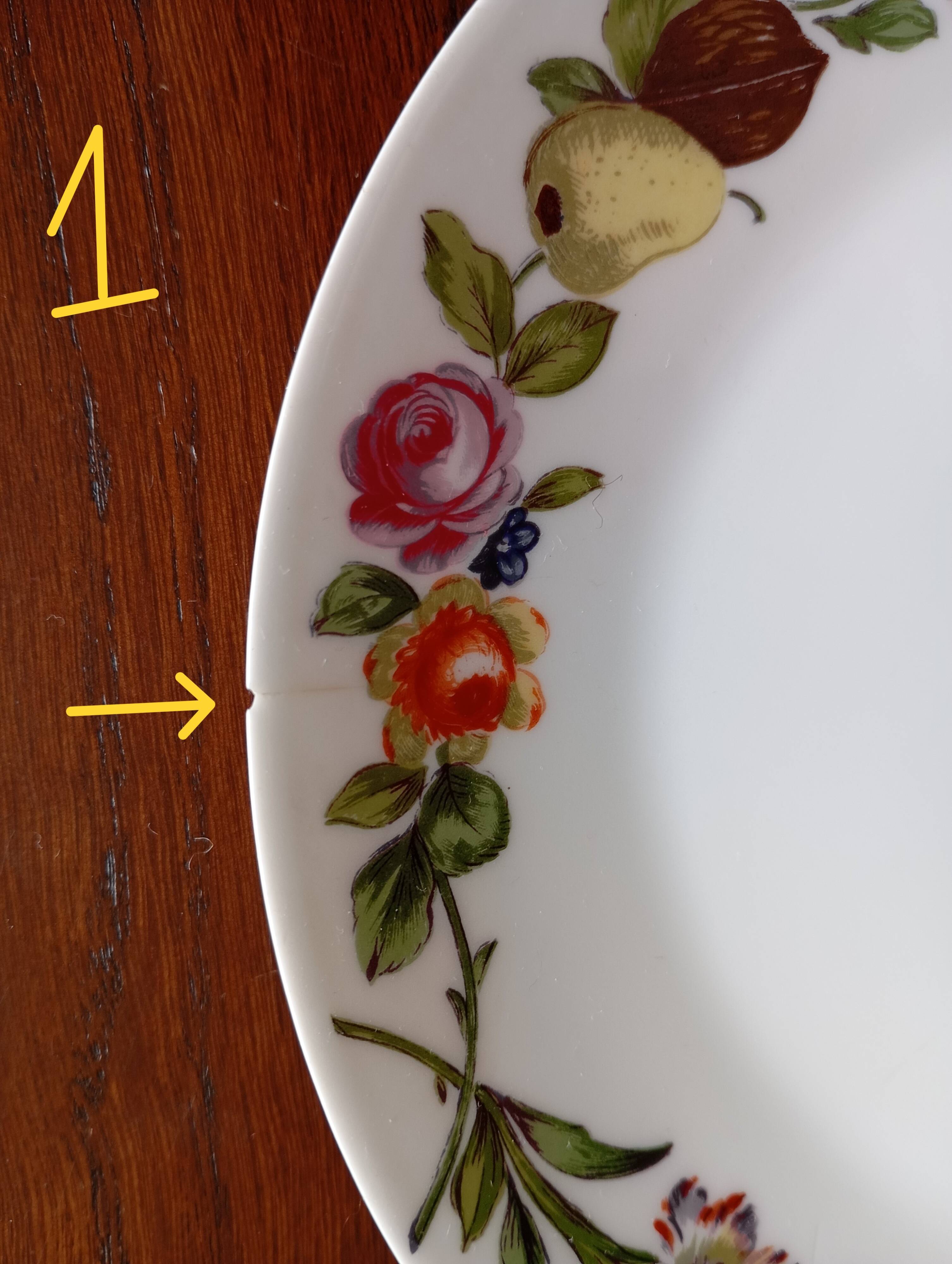 Dish & 12 dessert plates Porcelain of Paris "The Four Seasons"