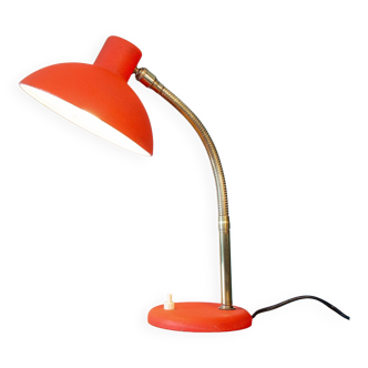 50s lamp, brass and granite red