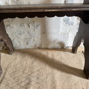Small brutalist wooden bench