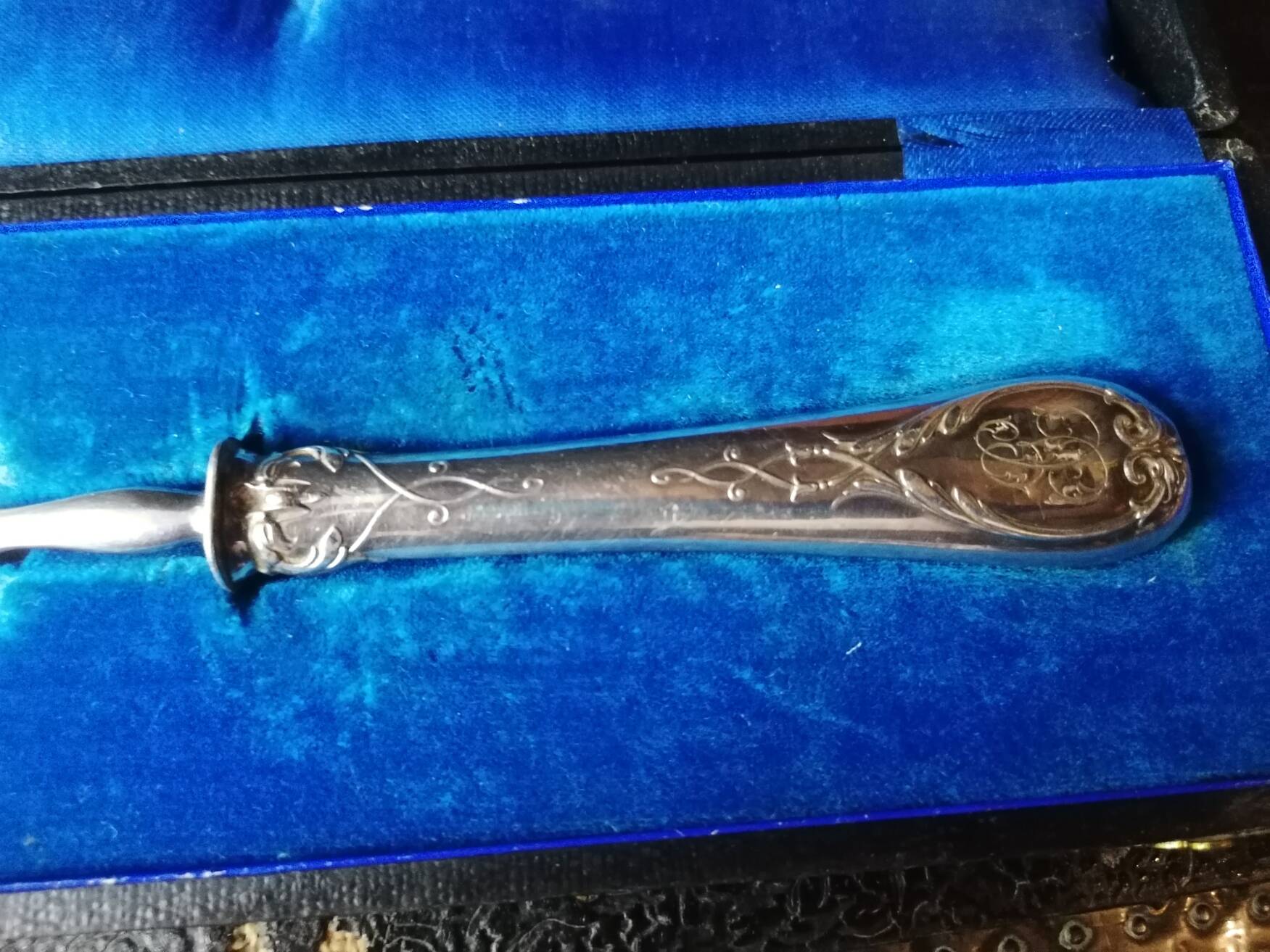 Solid silver serving shovel, 1st grade. Louis XV / Art Nouveau style